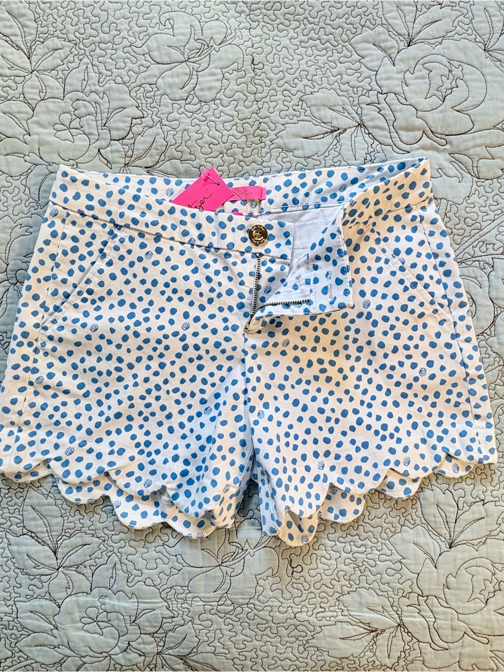 NWT Lilly Pulitzer Buttercup Stretch Shorts Zanzibar Blue Inverse Scalloped~4🧡 - Picture 4 of 11